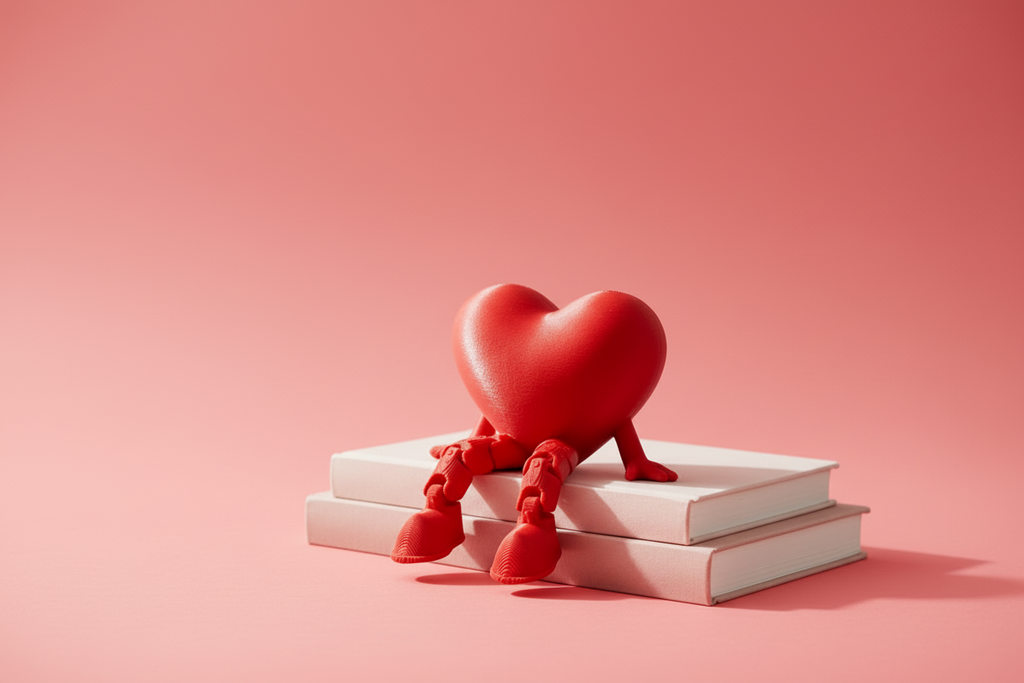 Articulated Heart Figure in romantic desk setting